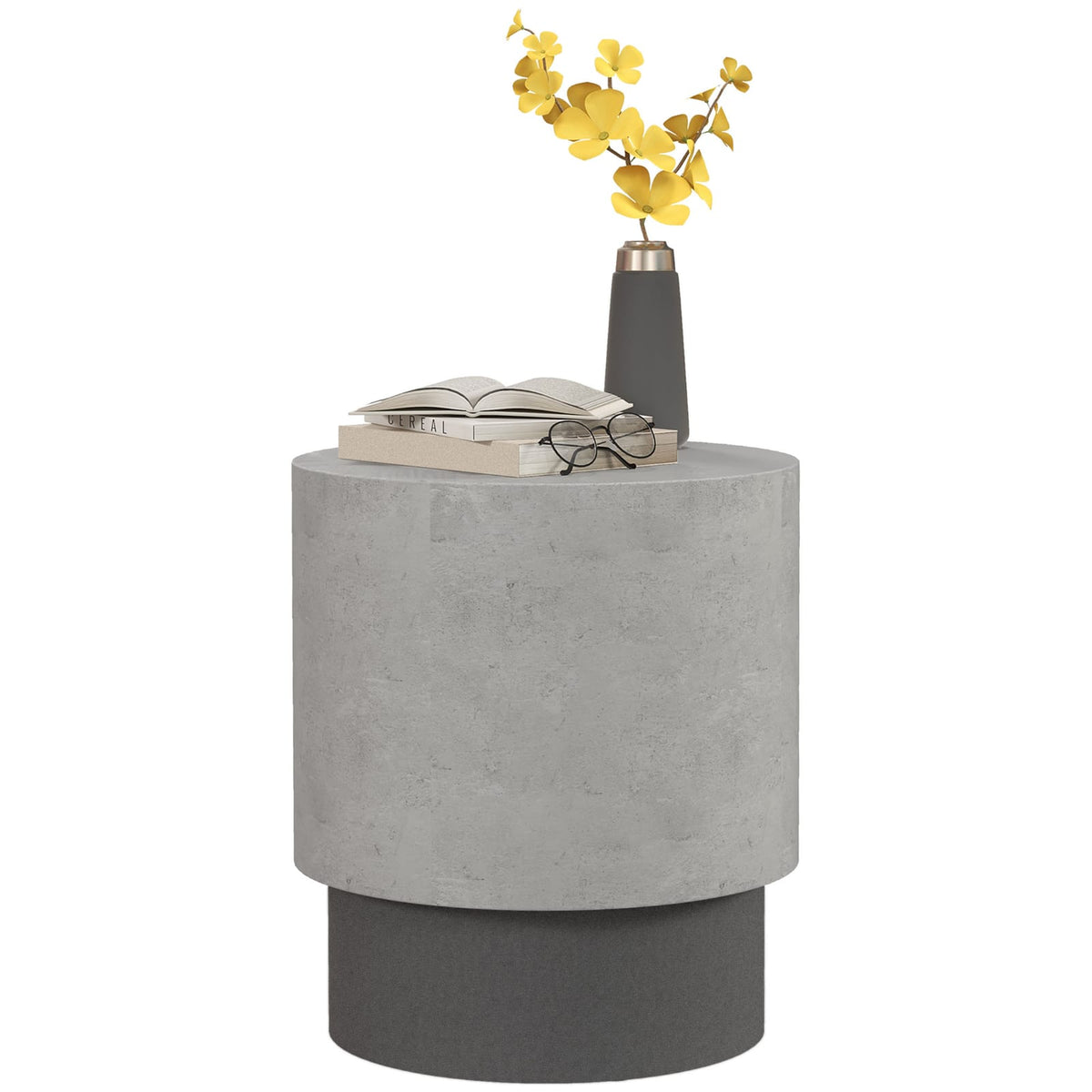Round Concrete End Table - Grey Dining Accent Table