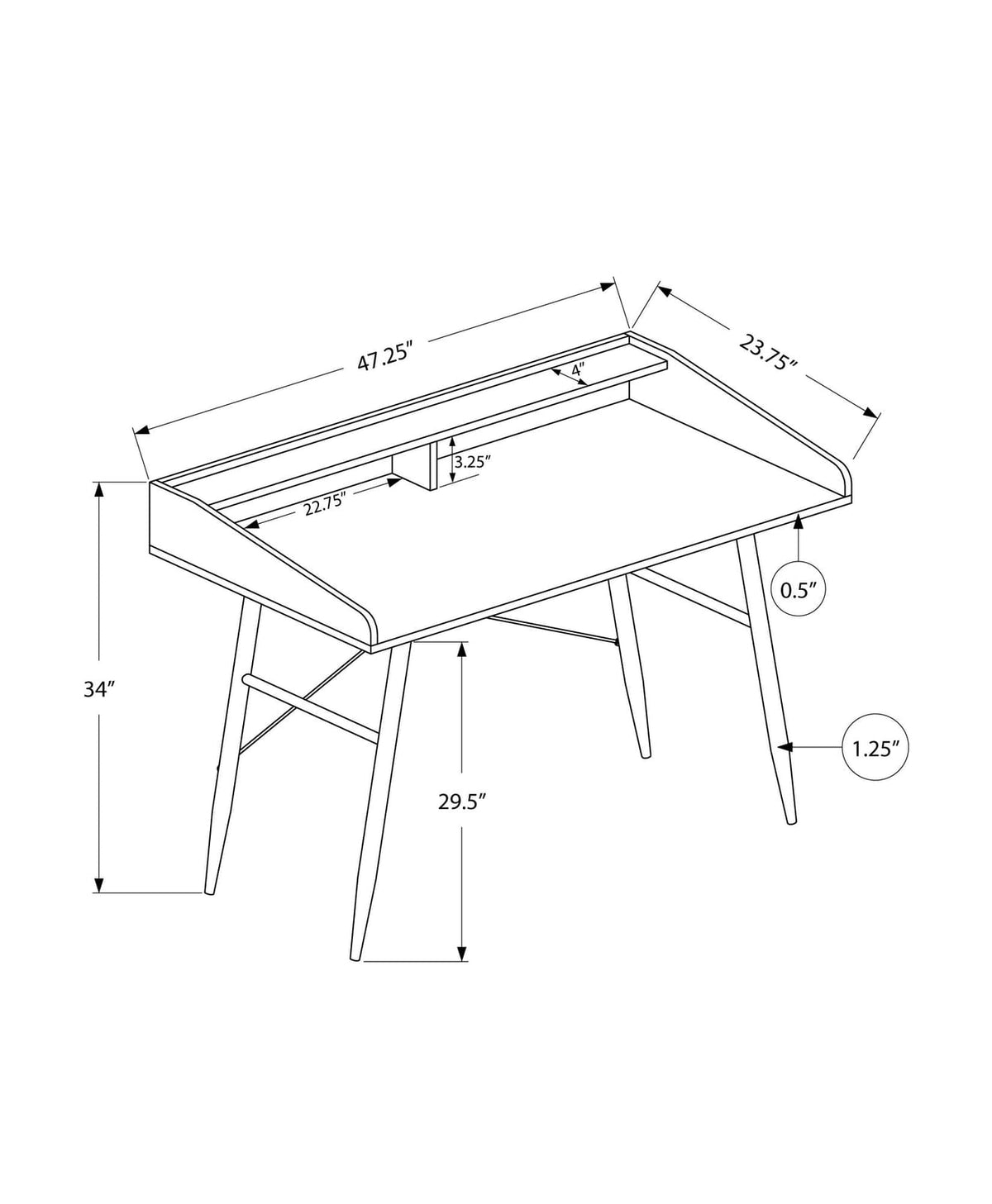 Black Computer Desk with Hutch - 48" L Workstation