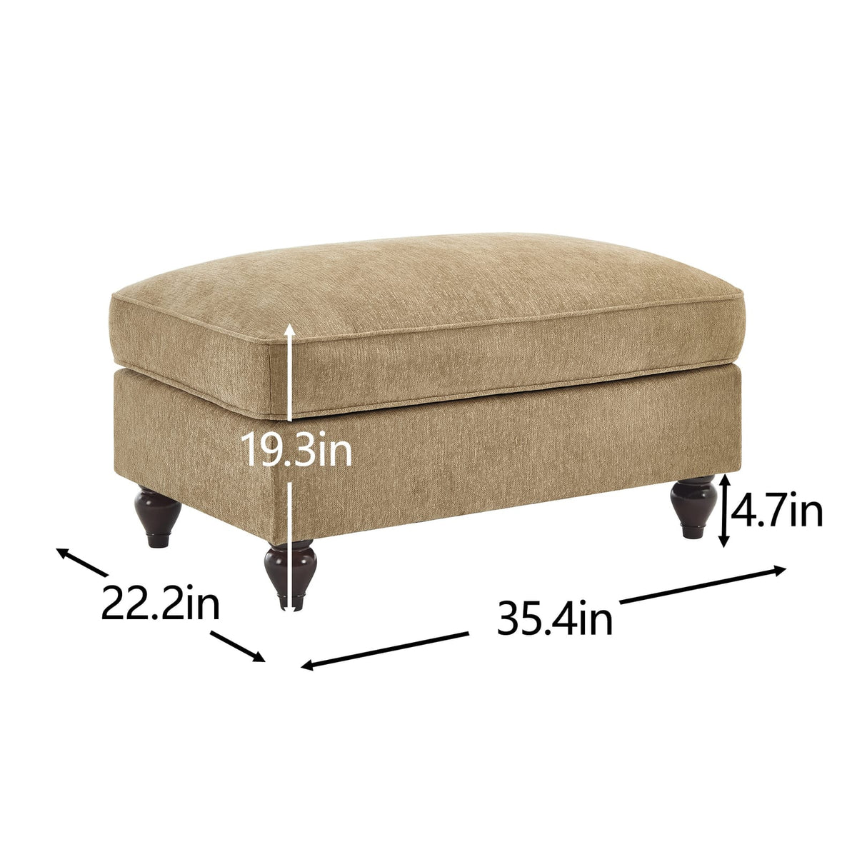 Light Coffee Chenille Ottoman - Comfortable Accent Piece for Living Room