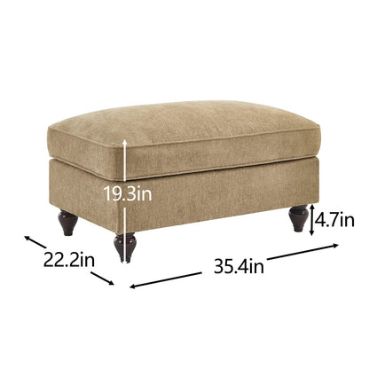 Light Coffee Chenille Ottoman - Comfortable Accent Piece for Living Room