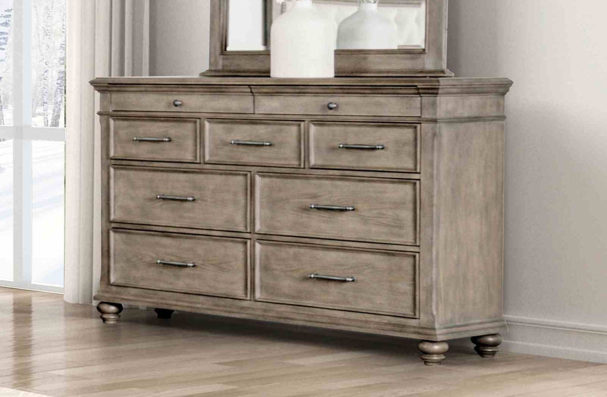 64" Oak Modern Bedroom Dresser - Rubber Wood