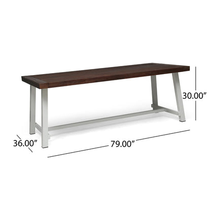 Acacia Wood Outdoor Dining Table with Metal Frame for Garden