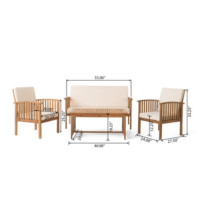 Brown Acacia Wood Patio Loveseat & Chair Set
