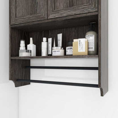 Grey MDF Bathroom Wall Cabinet with Adjustable Shelves