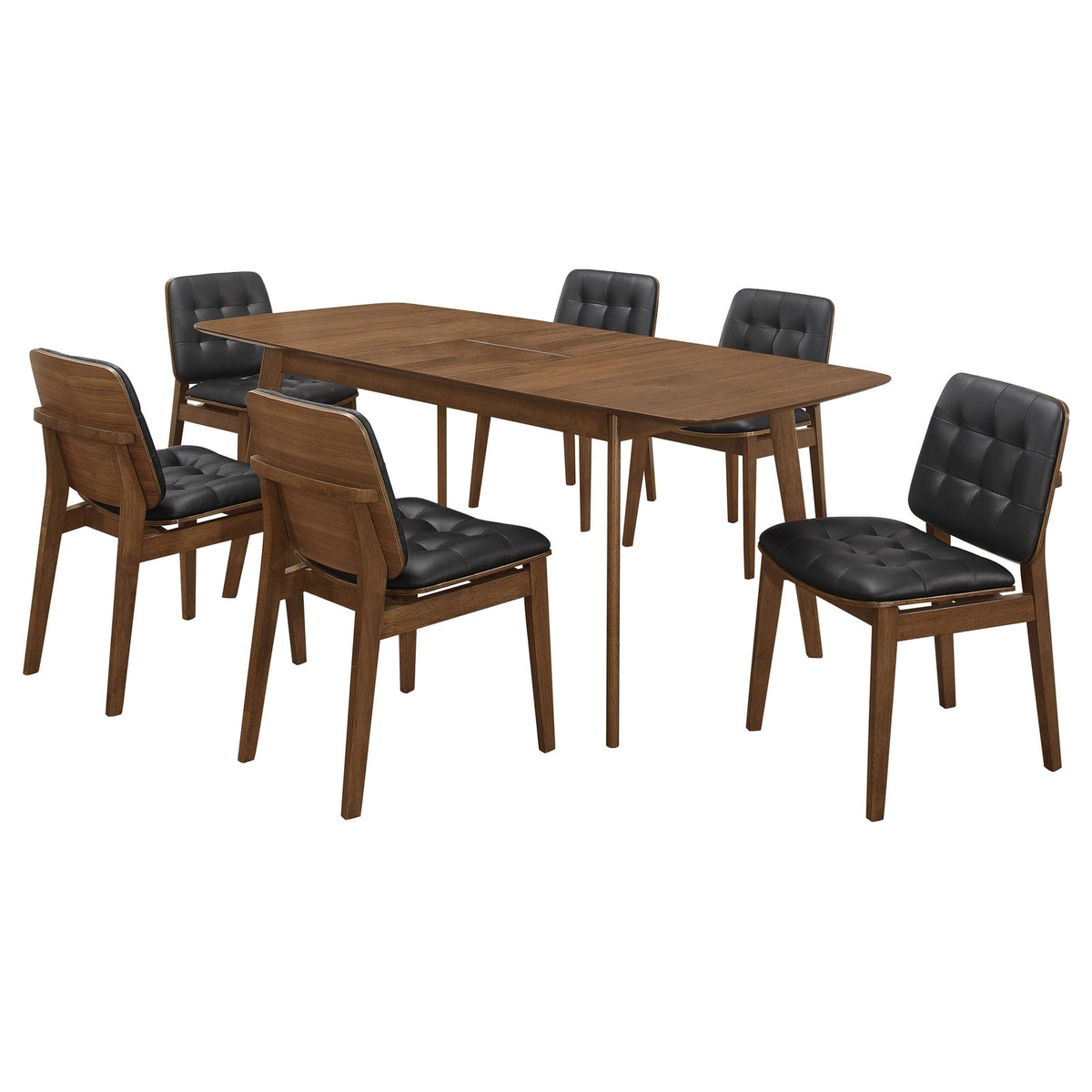 Natural Walnut Rectangular Dining Table with Chairs