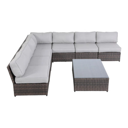 Brown Wicker Patio Furniture Set 8 Piece Outdoor Seating