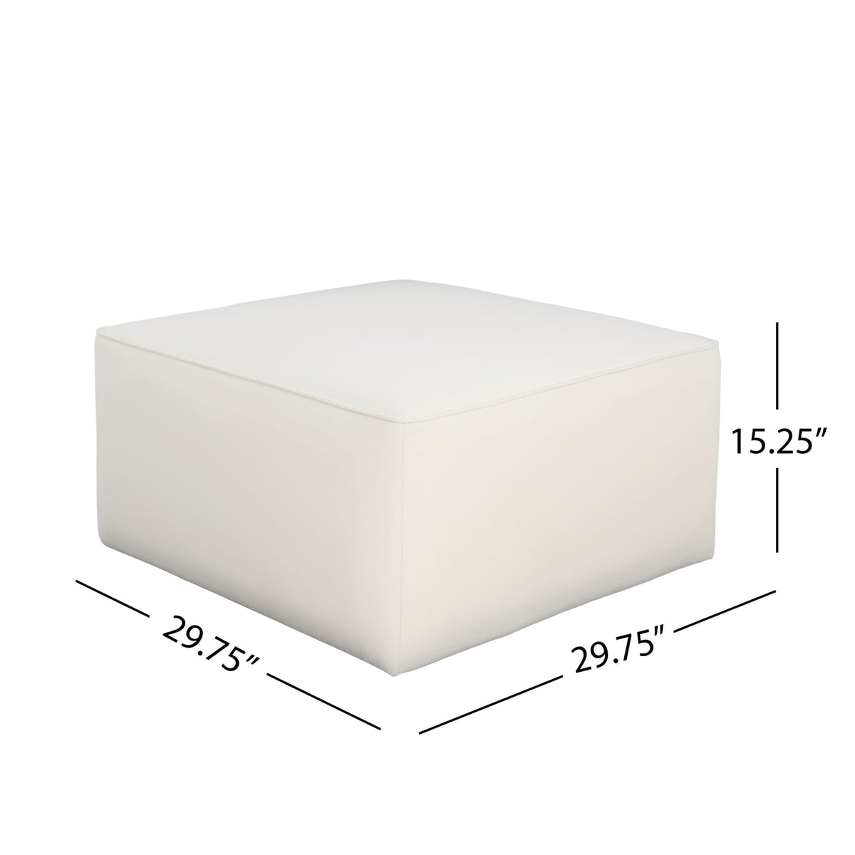 Cream Corduroy Ottoman - Square Storage Footrest