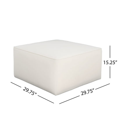 Cream Corduroy Ottoman - Square Storage Footrest