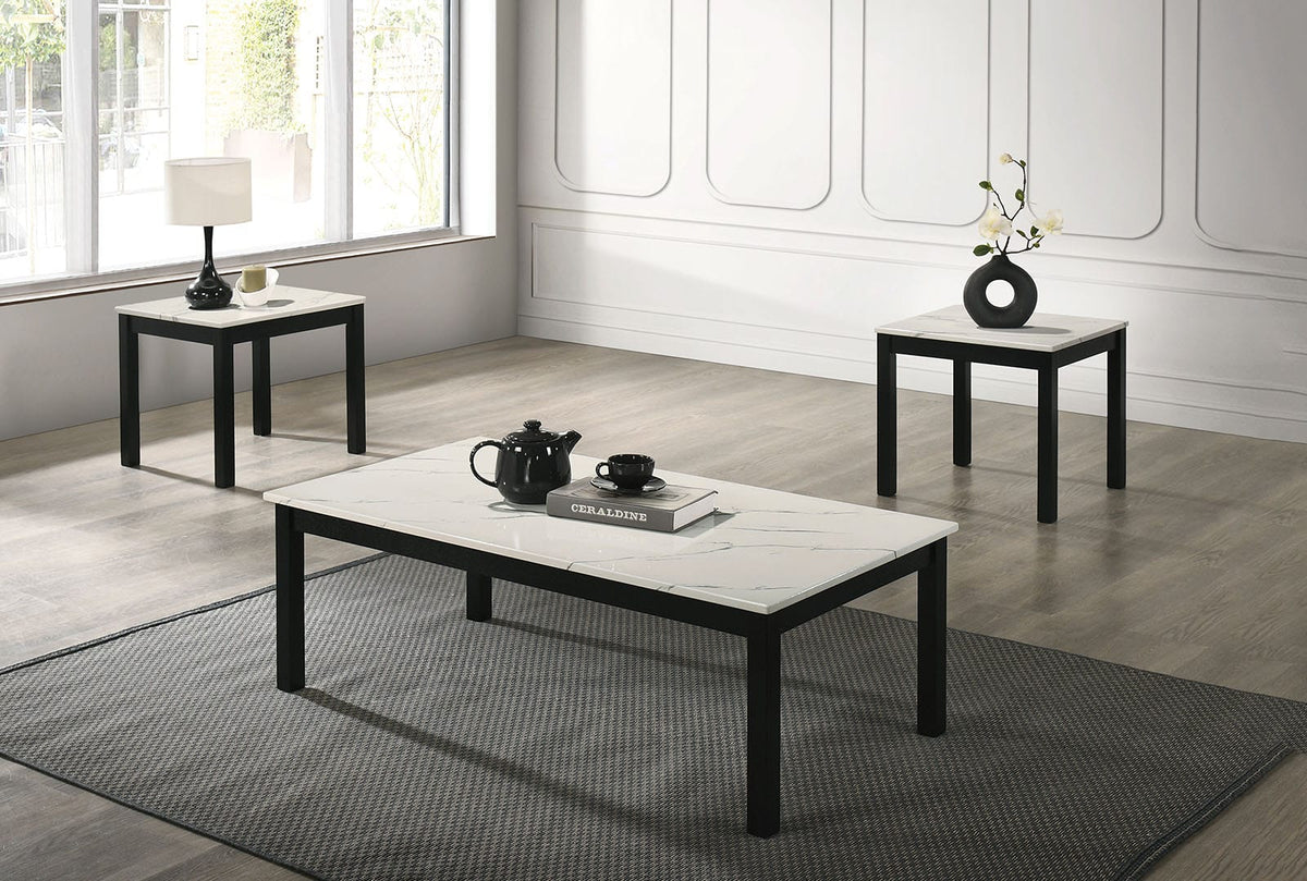 Contemporary White Table Set - Coffee & End Tables