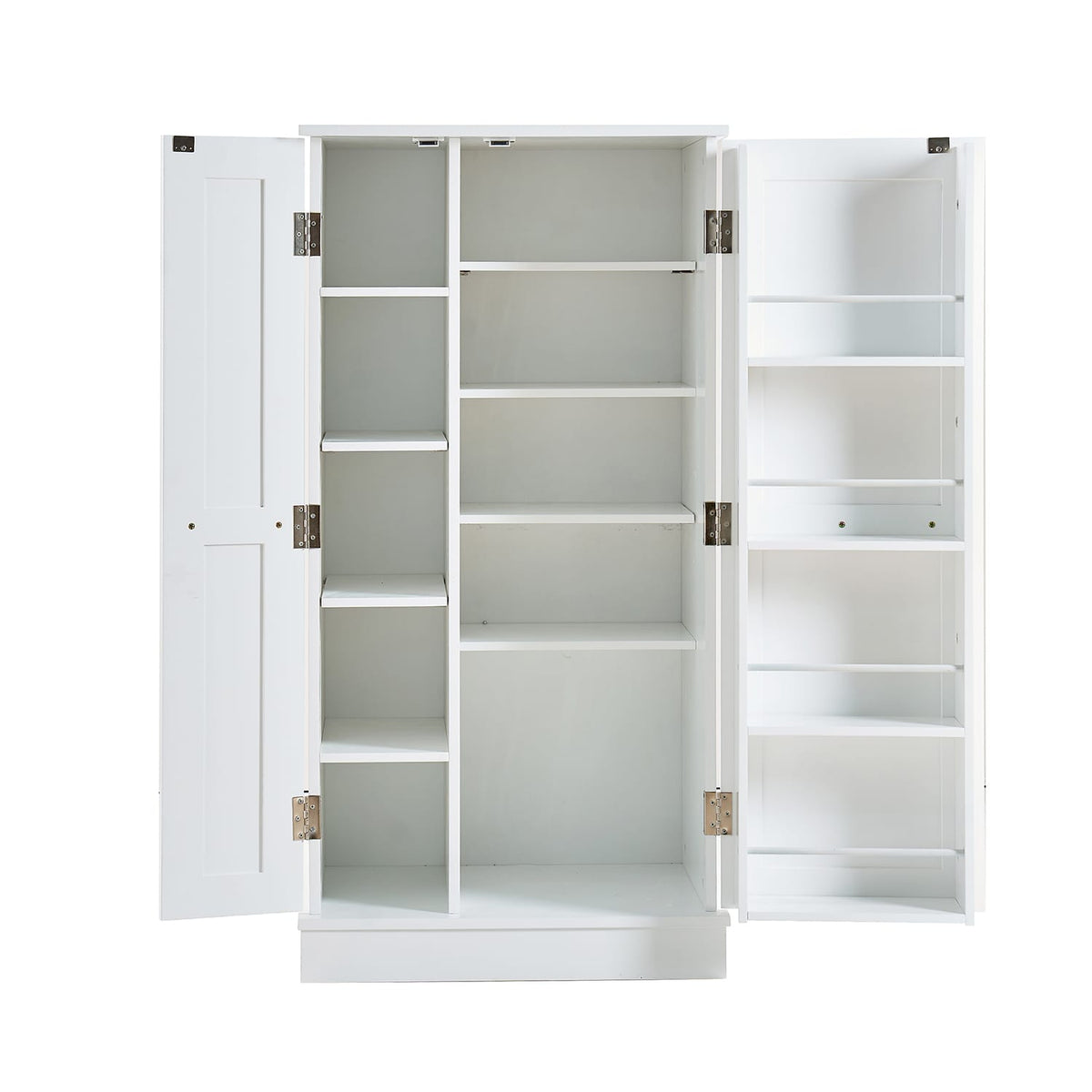 Kitchen Pantry Cabinet with Doors - White MDF, Adjustable Shelves