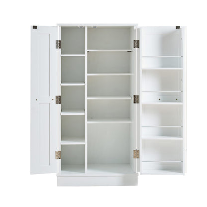 Kitchen Pantry Cabinet with Doors - White MDF, Adjustable Shelves