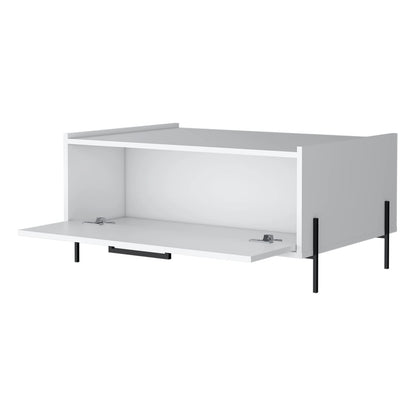 White Rectangular Coffee Table with Storage