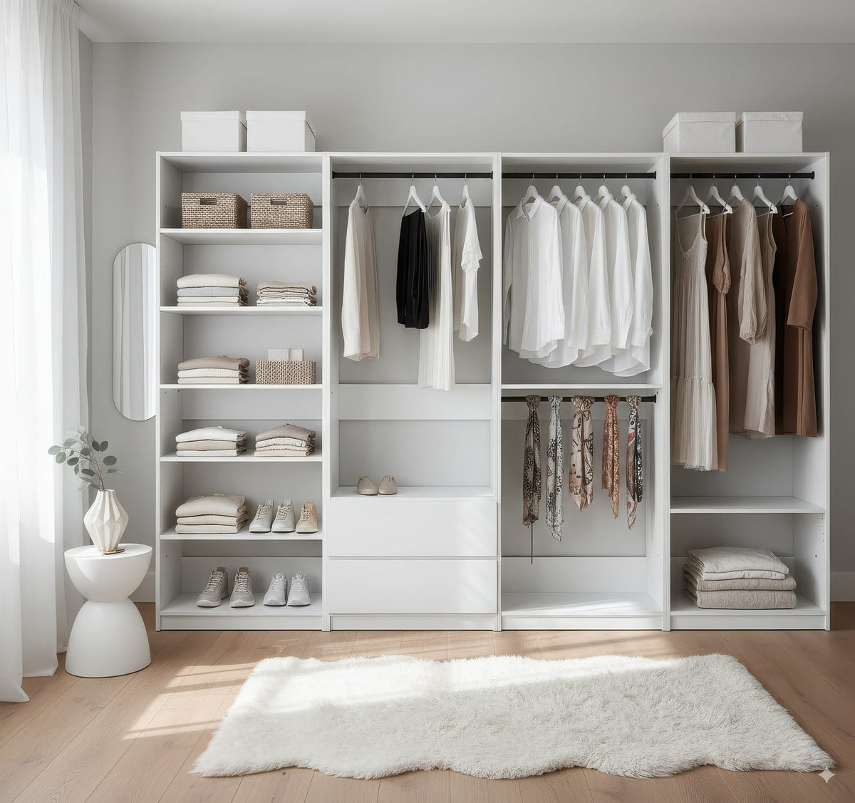 Prosper White Freestanding Walk-In Closet System - Wood & Melamine