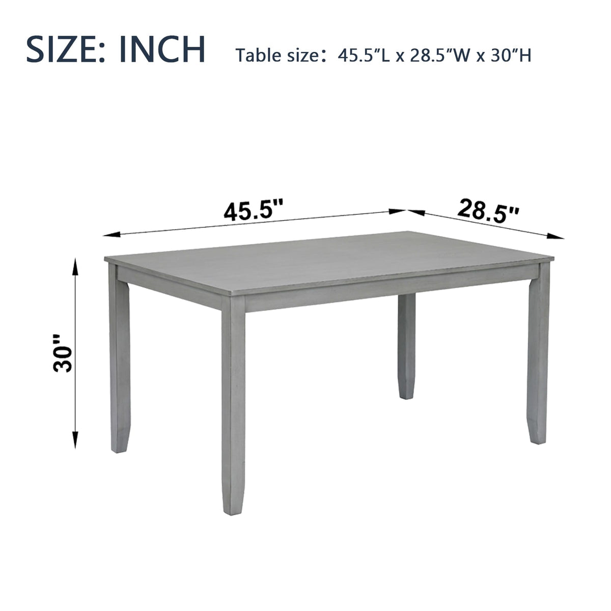 Gray Acacia Wood Dining Table - 4 Person Rectangular Table for Dining Room