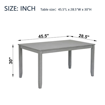 Gray Acacia Wood Dining Table - 4 Person Rectangular Table for Dining Room