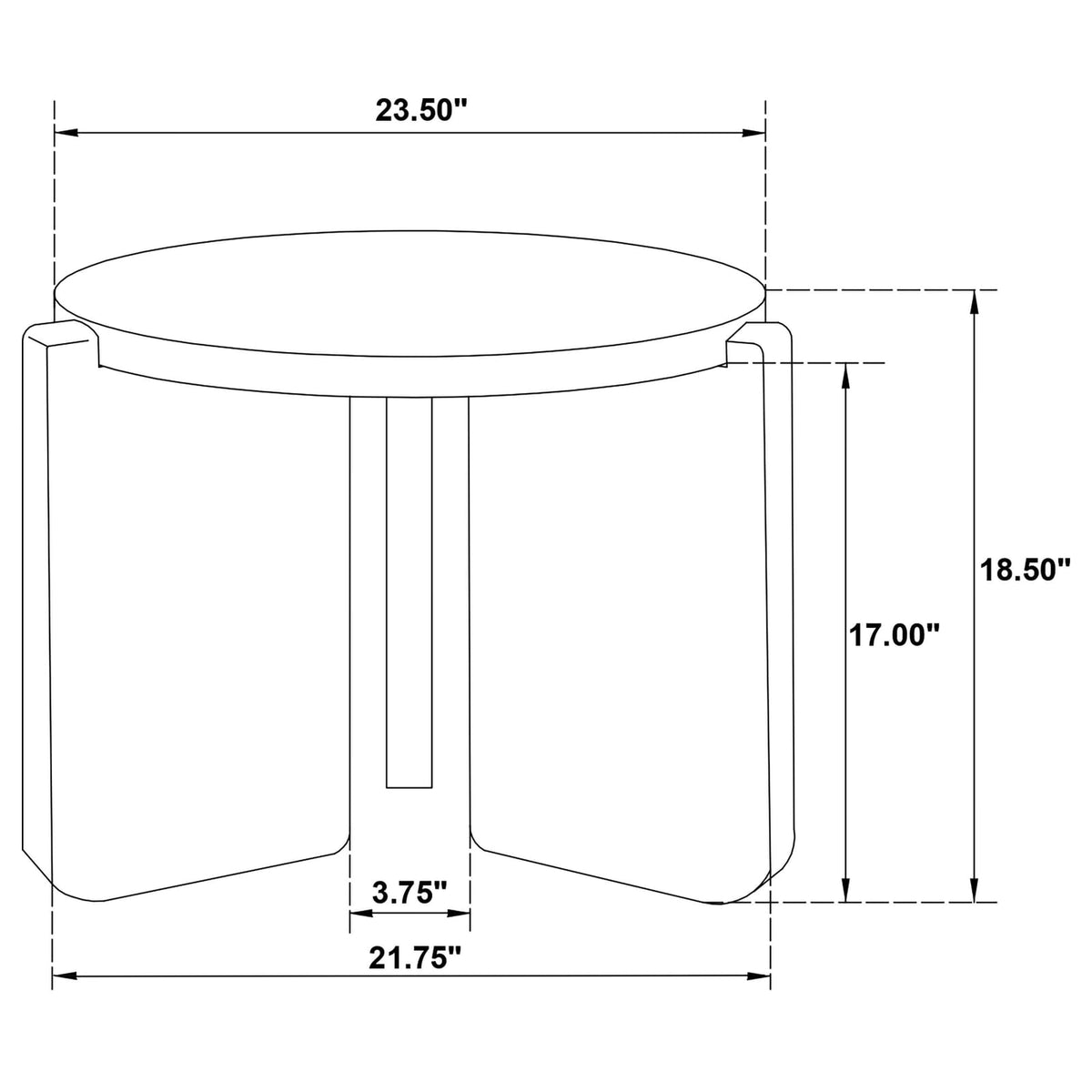 Harrison Black Round End Table - Solid Wood & Sled Base