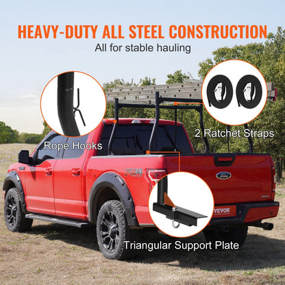 800 lb Truck Bed Rack - Steel Ladder Rack 46-71 Inch