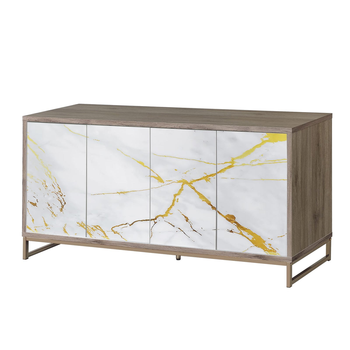 Champagne Synthetic Wood Console Cabinet - 16"W x 65"H x 30"D for Living Room