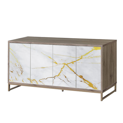 Champagne Synthetic Wood Console Cabinet - 16"W x 65"H x 30"D for Living Room