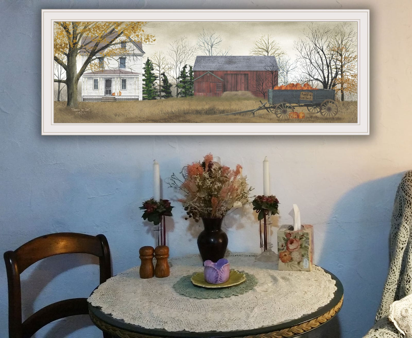 Framed Pumpkins Print by Billy Jacobs - White Frame Art