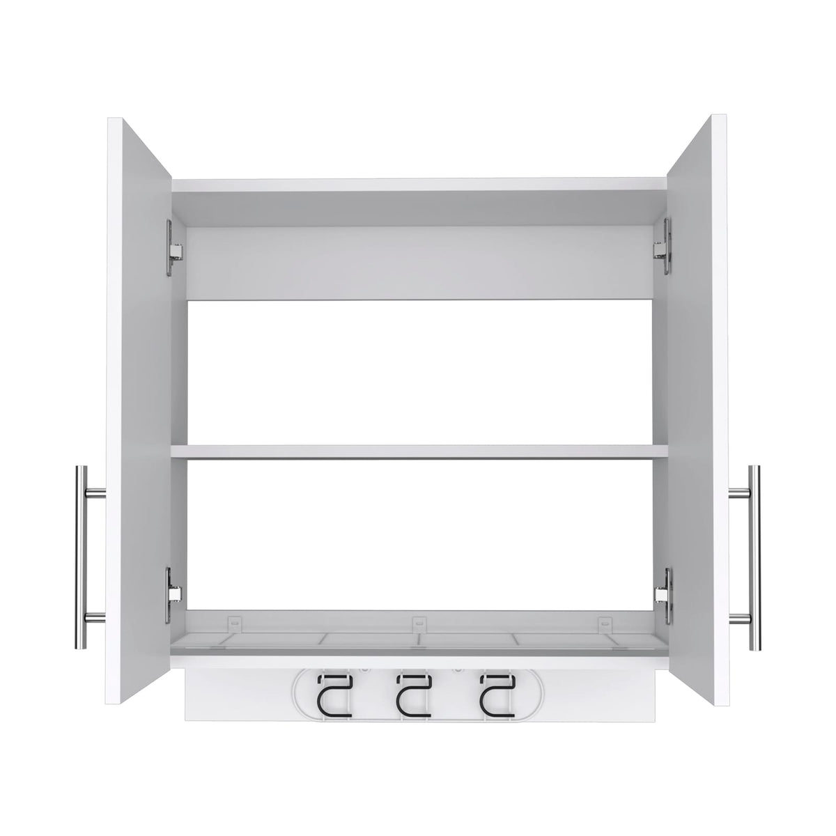 Living Room White Particle Board Wall Cabinet with Double Doors for Storage and