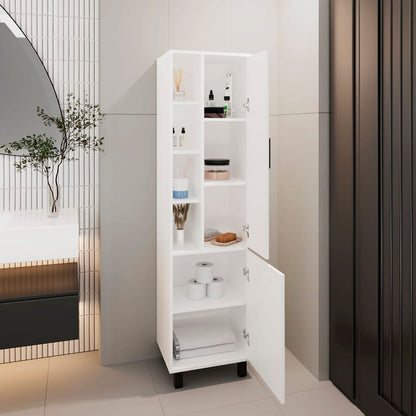 White Engineered Wood Cabinet with Legs for Bedroom Storage for Living Room