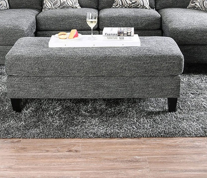 Contemporary Gray Chenille Ottoman - Plush Living Room Accent