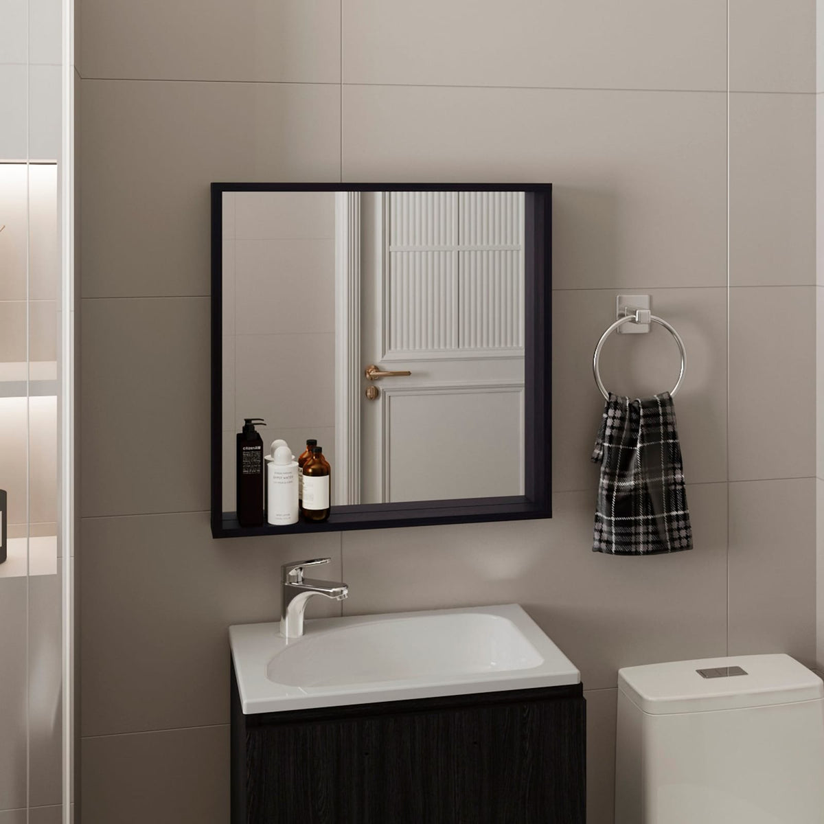 Black Wall Mounted Medicine Cabinet with Mirror - Storage Organizer for Bathroom