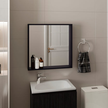 Black Wall Mounted Medicine Cabinet with Mirror - Storage Organizer for Bathroom
