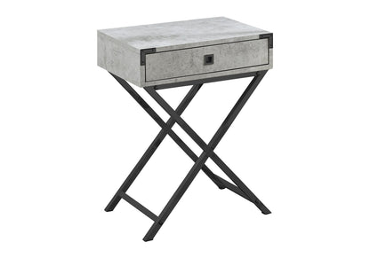 Accent Table, Side Table - Grey MDF & Black Metal Legs