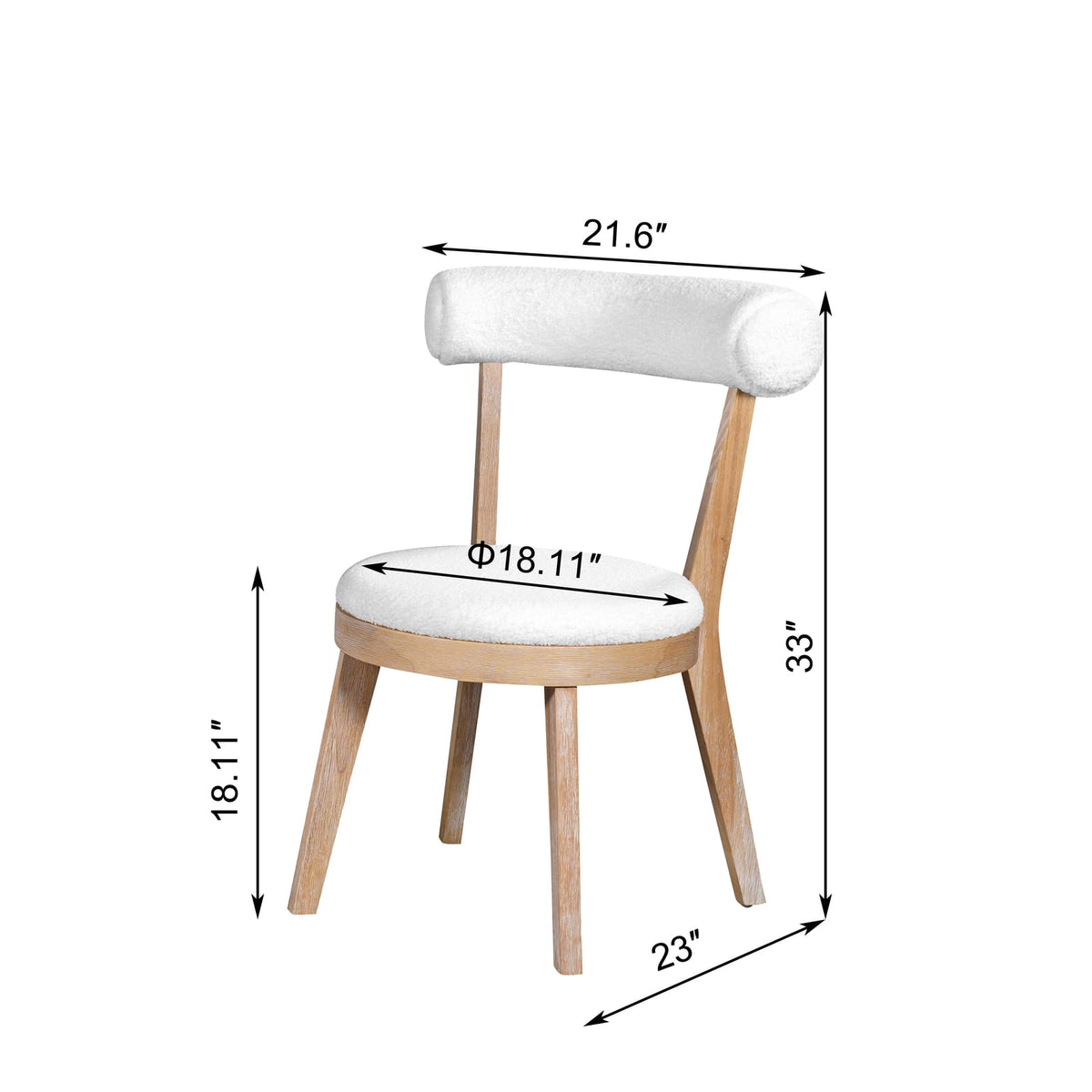 Beige Natural Upholstered Dining Chairs - Set of 2 for Dining Room