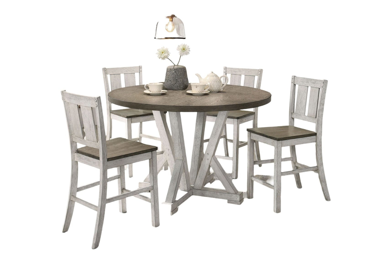 Round Dining Table with 2 Chairs - Antique White