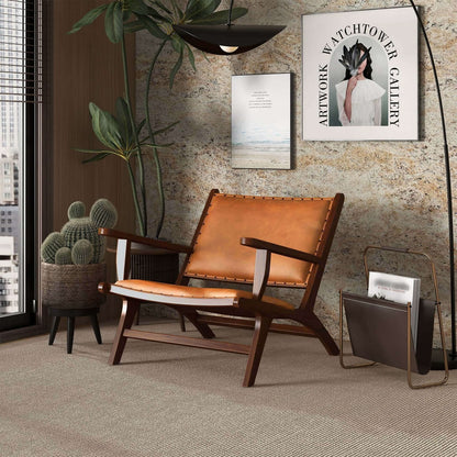 Tan Leather Mid-Century Arm Chair - 28"W x 26"D x 25"H