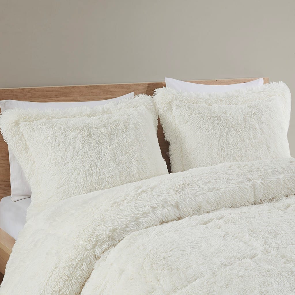 Twin/Twin XL Shaggy Ivory Comforter Set - Cozy Comfort