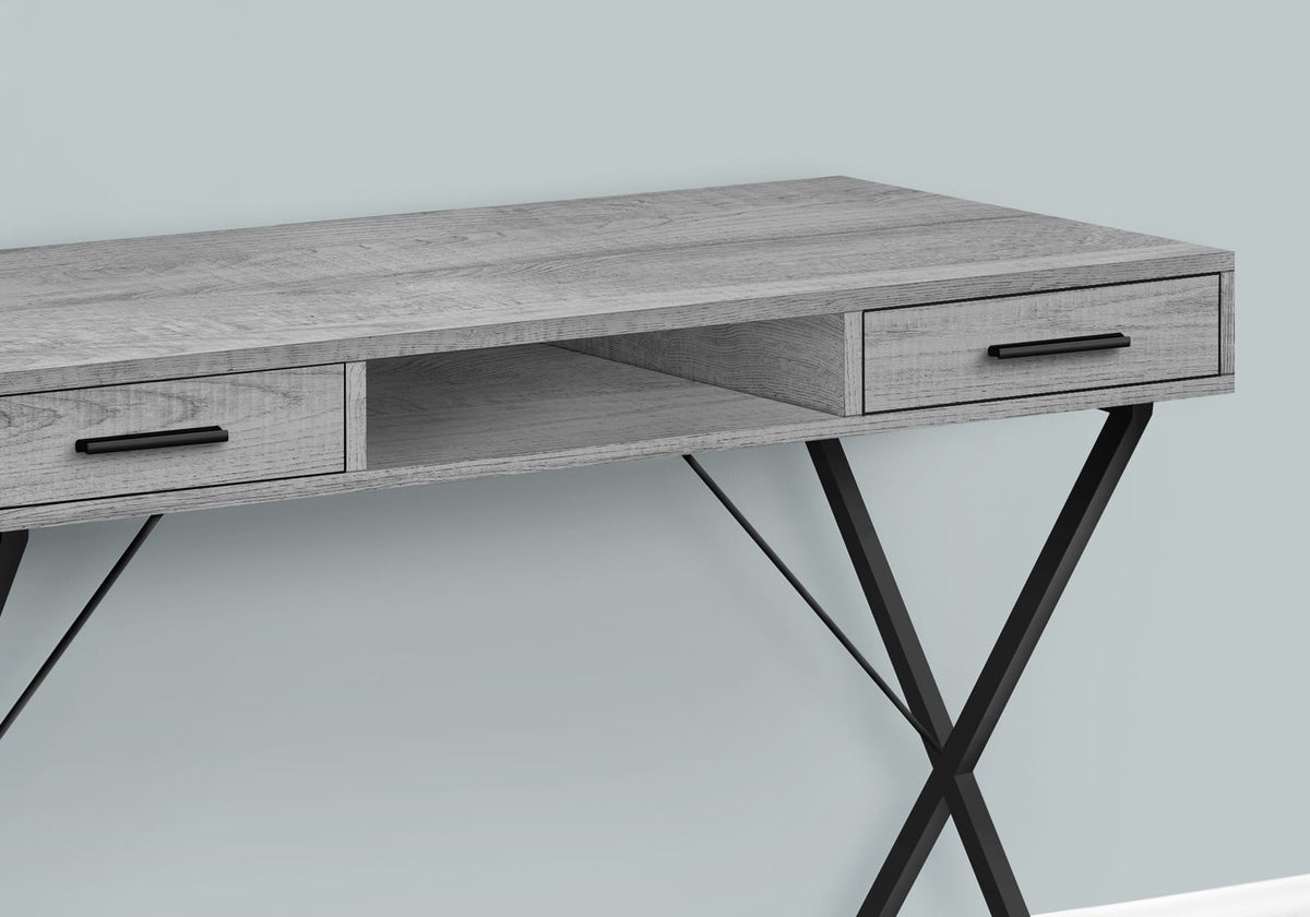Grey Particle Board Computer Desk with Storage Drawers for Home Office