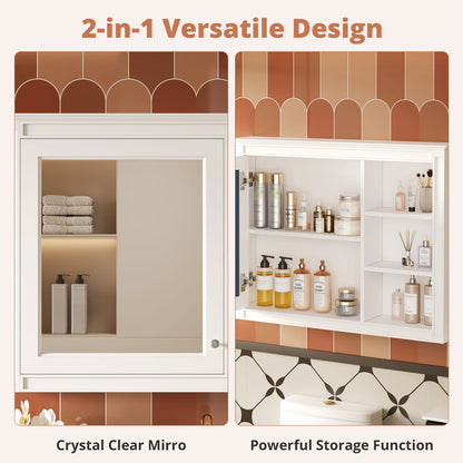Wall Mounted Bathroom Cabinet with Mirror - White