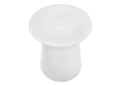 White Metal Accent Table - Drum Side Table for Living Room Bedroom