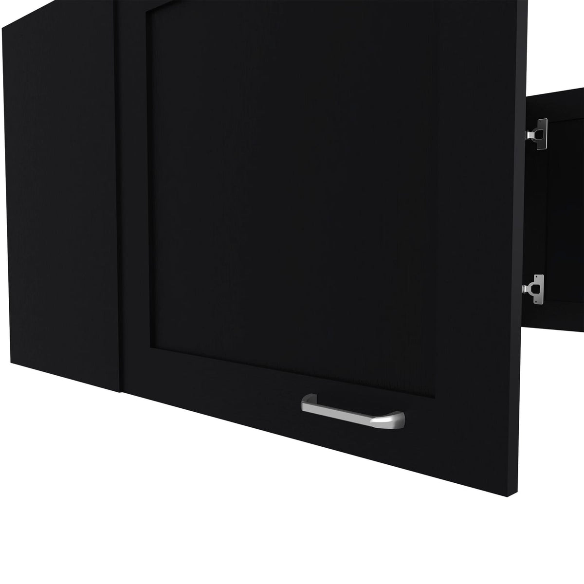 Black Wall Cabinet - 2 Doors, Compact Storage for Living Room