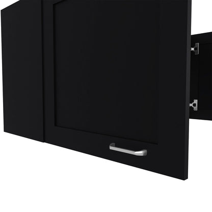 Black Wall Cabinet - 2 Doors, Compact Storage for Living Room