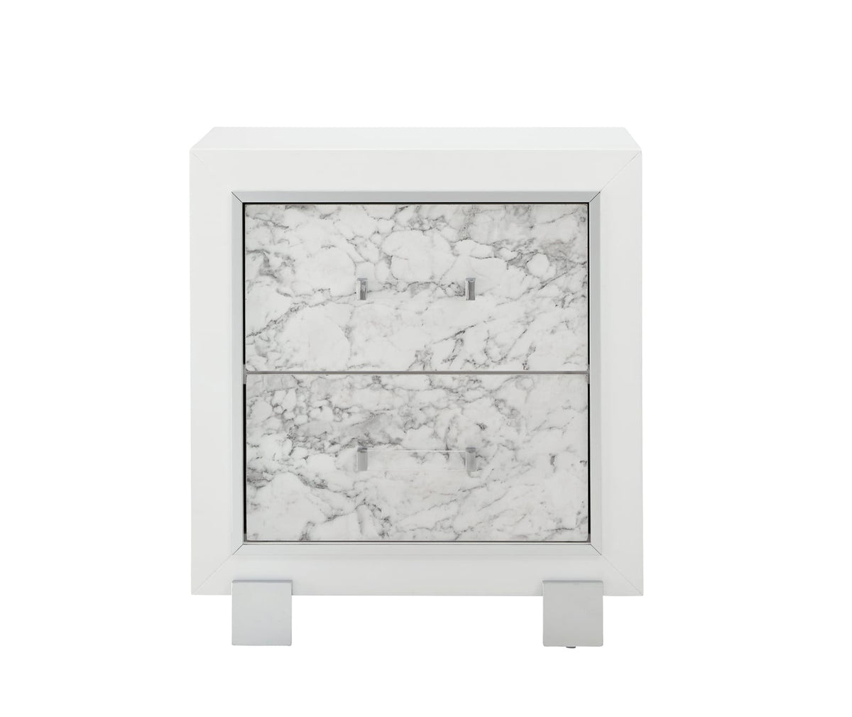 SKYE Marble White Nightstand - Modern Bedroom Storage