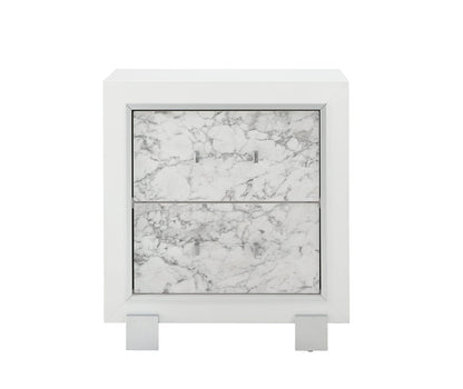 SKYE Marble White Nightstand - Modern Bedroom Storage