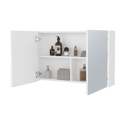 White Medicine Cabinet with 2 Doors & Mirror - Wall Mounted Storage
