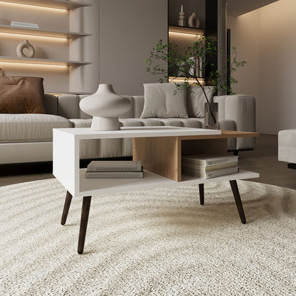 Modern Engineered Wood Coffee Table with Natural Finish for Living Rooms