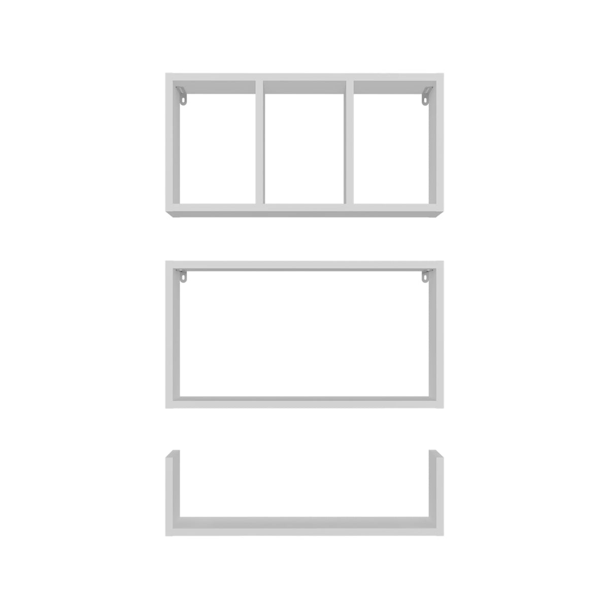 Dennard 3-Shelf Wall Shelves - White Display Storage