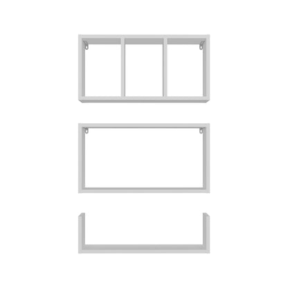 Dennard 3-Shelf Wall Shelves - White Display Storage