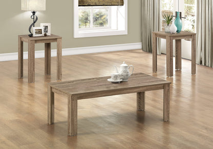 Taupe Particle Board Coffee Table Set with End Tables for Living Room