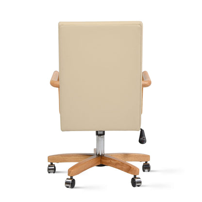 Dumont Executive Home Office Chair - Beige Leather & Wood