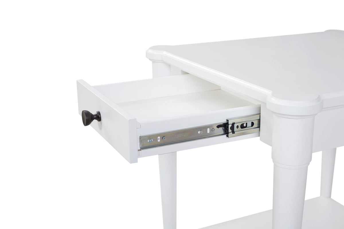 White End Table With Storage Drawer - 24" x 26" for Living Room