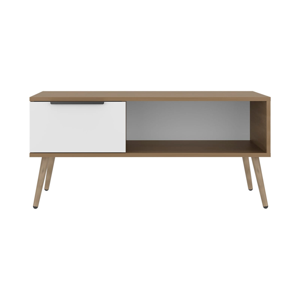 White Oak Coffee Table with Storage Drawer for Living Room