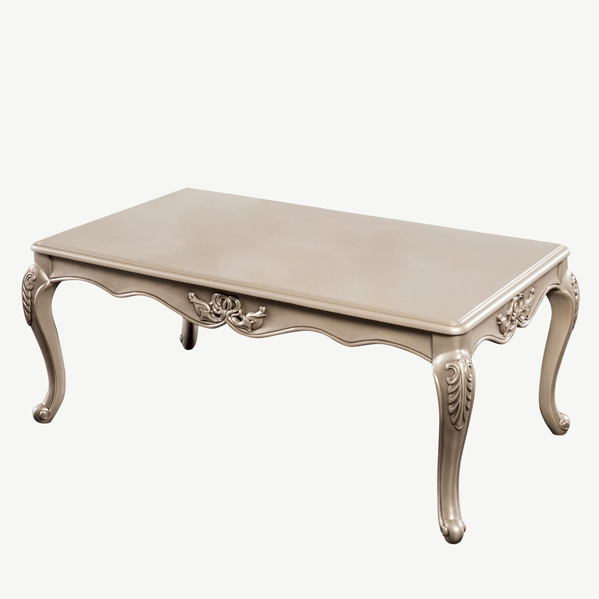 Champagne Solid Wood Coffee Table - 48" Curved Leg Design